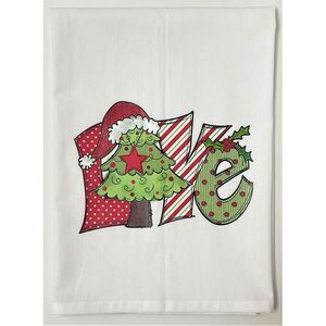 Love Christmas Whimsical Holiday Flour Sack Kitchen Dish Towel
